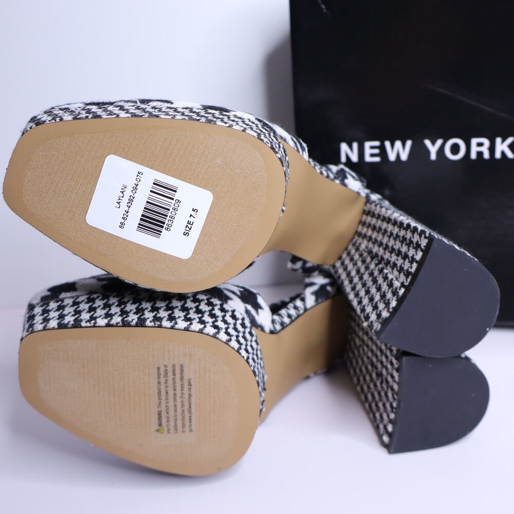 NEW YORK & COMPANY Laylani Houndstooth Heeled Platform Sandals NIB Women's 7.5 - Picture 7 of 8